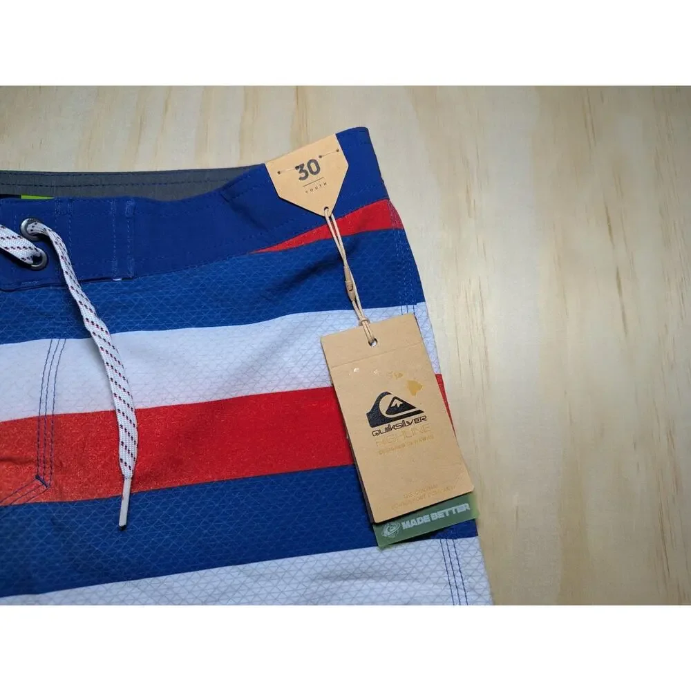 Quiksilver Boys Youth Size 30 Board Shorts Swim Trunks Stretch Highline Hawaii